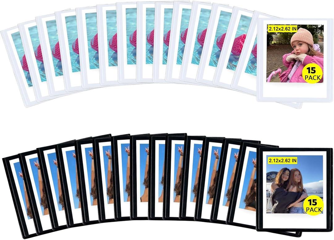 CAIYOULE 30 Packs Magnetic Picture Frame for Polaroid Go, Instant Film Pocket Magnetic Photo Frame for Refrigerator Compatible with Polaroid Go, Fridge Magnetic Frame with Transparent Cover, 2.12x2.62 Inch Black and White