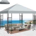 10x10 Gazebo Canopy Replacement Top, 300D High-Density Waterproof Single Layer Gazebo Cover with Heavy Duty Sun Shade Canopy, Folded UV Blocking Canopy Roof for Outdoor Patio Garden Tent Top (Gray)