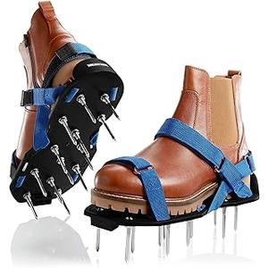 Lawn Aerator with Adjustable Straps - for Lawn Aeration or as Screed Shoes - Lawn Aerator Shoes as Perfect Aerator Lawn Tool - incl. Two Nail Lengths - Lawn dethatcher - epoxy Shoes