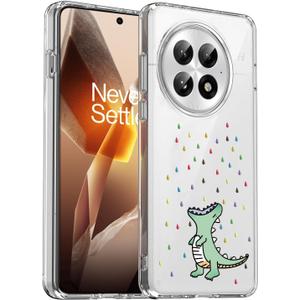 Unov Case Designed for OnePlus 13R 5G, Crystal Clear Phone Case with [Anti-Slip Embossed Pattern], Shockproof Slim Protective [Anti-Yellowing TPU] Back Cover, Rainbow Dinosaur