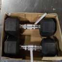Fitvids 100LB Rubber Coated Hex Dumbbell Weight Set with Storage Rack, 5-20LB Free Weights with Anti-Slip Handle for Home Gym
