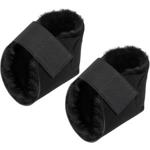 2 Pcs Heel Protectors for Pressure Sores Sheepskin Heel Pads Soft Foot Cushions Pad Protectors Adjustable Foot Pillows with Securing Strap for Bed Sore Ankle Ulcers(Black)