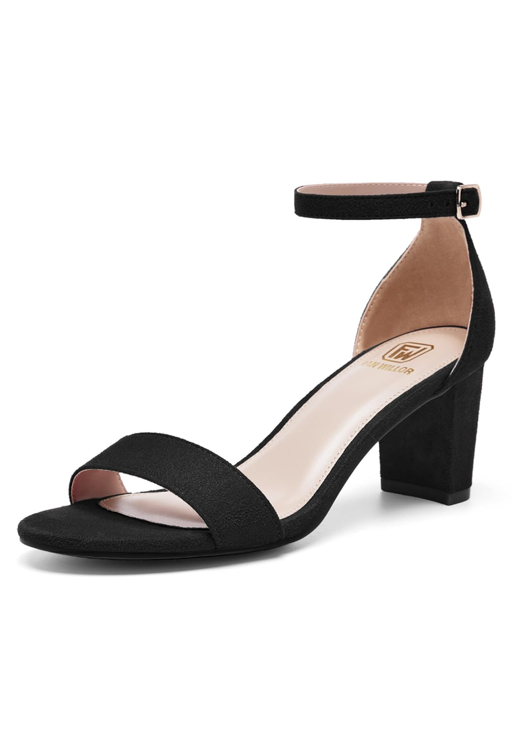 Women Open Toe Low Chunky Short Heels Ankle Strap Block Heel Sandals Party Dress Wedding Pump Shoes