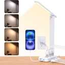 One Beat Desk Lamp with 6 Outlets 4 USB Ports(2USB-C),Eye Protection Table Lamp Power Strip with 4 Color Modes 5 Brightness Touch LED Desk Lamps for Home Office College Dorm Room Essentials(White