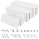 Cable Organizer Box Set of Three, Power Cover Cord Holder Surge Protector for Desk (White)