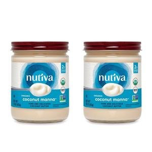 Nutiva Organic Coconut Manna Puréed Coconut Butter, 15 Oz (Pack of 2), USDA Organic, Non-GMO, Whole 30 Approved, Vegan, Gluten-Free & Keto, Creamy Spread to Boost Smoothies & Oatmeal BBD 07/28/2026
