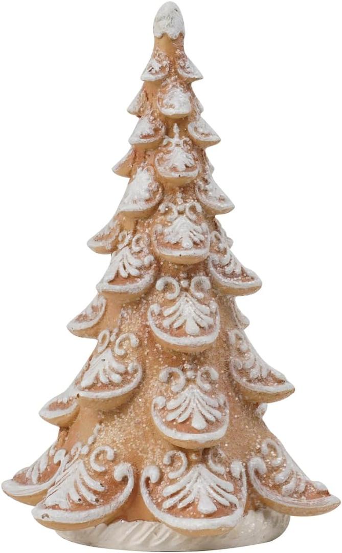 Cynkeyee Gingerbread Christmas Decorations Xmas-Tree Collectible-Figurines - Christmas Decoration Party Decorations Gift for Women Table Centerpiece 3.5x3x5.5 Inch (Brown)