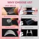 UNA GELLA Medium Almond Gel Nail Tips Half Matte 312pcs Almond Gel Nails No C Curve Clear False Fake Nails Effective Nail Extensions for DIY Art Salon-Level Press On Nails, 12 Sizes