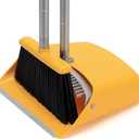 TreeLen Broom and Dustpan Set, Stand Up Broom and Dustpan for Home Cleaning (Yellow)