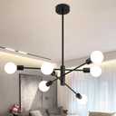 Sputnik Chandelier, Black Modern Industrial Chandeliers 6-Light, Mid-Century Ceiling Lighting Fixture for Living Room, Kitchen, Bedroom, Dining Room, Farmhouse