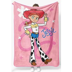 Jay Franco Plush Throw Blanket  46" x 60" Inches Kids Hero Soft & Cozy Fleece Throw for Bedroom & Couch Dcor, Official Licensed Product, Pink - Toy Story Jessie