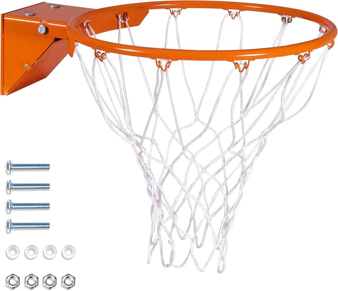 GoSports Regulation 18" Steel Basketball Rim - Choose from Fixed or Breakaway - Use for Replacement or Garage Mount