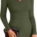 VICHYIE Women Lapel Neck Ribbed Bodycon Tight Fall Dress Long Sleeve Mid Thigh Pencil Above Knee Dresses (Green, L)