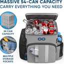 Insulated Backpack Cooler - 54 Cans, 24 Hour Cooling, Wider Straps, Lightweight Leak Proof Liner, Portable Cooler Backpack Bag for Men Women Beach Picnic Travel Lunch Camping - Everlasting Comfort (Gray)