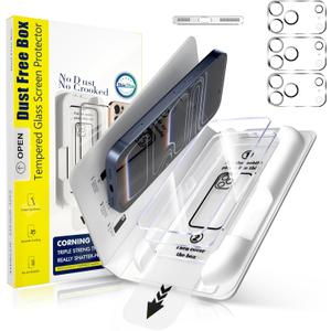 [3+3 Pack] 9H+ Glass for iPhone 17 Pro Screen Protector & Camera Lens Protector | HD Clear | NO.1 Military Grade Shatterproof & Durable | Auto Dust-Elimination | Bubble Free | (Transparent(High Definition+Shockproof))