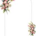 Asee'm 7.2FT White Wedding Arch Stand Metal Square Arched Backdrop Frame for Party Ceremony Birthday Bridal Baby Shower Garden Floral Balloon Arch Decoration (7.2x4FT(HxW))