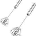 Stainless Steel Egg Whisk, Digead Hand Push Rotary Whisk Blender, whisks for cooking, Hand Push Mixer Stirrer for Blending, Whisking, Beating & Stirring (10+12in)