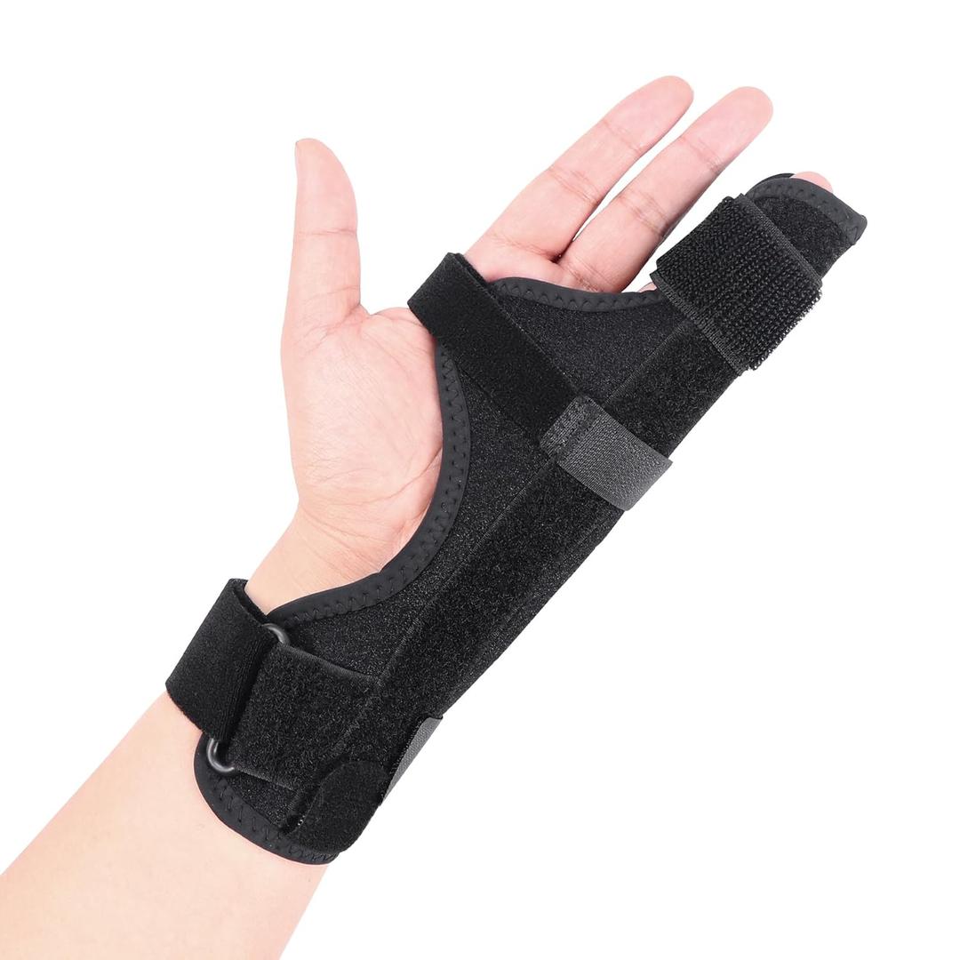 Cozyhealth Boxer Finger Splint Brace, Supports Pinky, Ring, Knuckles - Right or Left Adjustable Metacarpal Hand Brace, Straightening for Trigger Finger, Injury, Fracture, Broken, Tendonitis (8 inch) (Black, S)