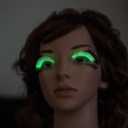 2 x White Luminous Costume Halloween Gloss In Darkness Party Lashes 1 Pair