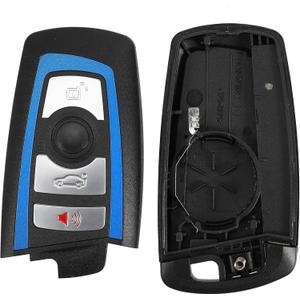X AUTOHAUX 4 Button Keyless Entry Remote Control Key Fob Case Cover for BMW 1 2 3 4 5 6 7 Series X3 M2 F Series 235ix 320 E90 E92 E93 X5 F10 F20 F30 F40, No Chip, Blue