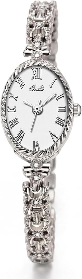 eYotto Small Dainty Watches for Women Adjustable Strap Quartz Dress Watch | Gold, Silver, Slim Bracelet, Easy Read, Roman Numerals, Alloy Steel, 3ATM Water Resistant, Elegant, Vintage, Gift for Women