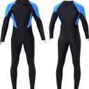 DEHAI Women Men Dive Skins Suit Rash Guard Full Body Swim Swimsuit, 1mm Wet Suits Drysuits Long Sleeve Youth UV Sunsuit for Diving Kayaking Surfing Scuba Waterski Water Sports (X-Large, Blakc with blue Mens)