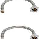 (2pcs 12 inch) PLUMBINGMASTER Toilet Water Supply Line,3/8" Comp x 7/8" BC Braided Stainless Steel Toilet Supply Line,Toilet Connector Hose with Anti-Leaking Brass Nut