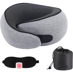 Airplane Travel Neck Pillow for Support Long Flight,Memory Foam Travel Pillow Compact Head Support with Pain Relief, Ergonomic Sleeping Pillow & Road Trips(Gray)