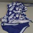 Womens Two-Piece Tankini Set Cow Skull with Leopard Print Sets Swimwear Tankini Top Sets Swimwear (Large)