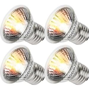 Lachesan 4-Pack 25W UVA Bulbs, Fit E26 Heat Reptile Lamp, Light Turtle Heat Lamp for Reptiles and Amphibian Tanks, Terrariums and Cages, Works with Various Lamp Fixtures