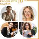 JO Progressive Multifocus Reading Glasses Men Women - No Line Progressive Reader Half-Rim for Mid-Near, 2Pcs