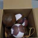 Syhood 12 Pcs Cowhide Printed Christmas Ball Ornaments 2.4 Inch Leather Western Ornaments Brown Cow Hanging Decoration Country Western Party Decor Rustic Holiday Xmas Decorations for Home Tree Gifts