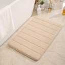 Memory Foam Bath Mat Rug, Ultra Soft, Non-Slip and Absorbent Bathroom Rugs, Machine Wash Dry or Bathroom Floor, Tub Beige, 24"x35"