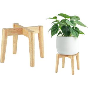 Nabytok Wood 7.5" x 9.8" Plant Stand Indoor Outdoor, Wooden Single Floor Plant Pot Holder, Natural Plant Stand, Assembly Required (Excluding Potted Plants)