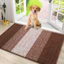 Smiry Dog Door Mat for Muddy Paws, Absorbs Moisture and Dirt, Low-Profile Entryway Mat with Non-Slip Backing, Entry Indoor Outdoor Doormat for Inside Floor (30x20 Inches, Brown, Striped)