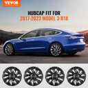 VEVOR Wheel Rim Cover Hubcaps, 18 in, 2017-2023 Model 3 Fully Fit Hubcap with Snap, Guard Tape & Valve Nozzle Hole, ABS & PC Hubcap with High Rigidity & Less Wind Drag, Fits for All Weather Use