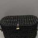 Black Toilet Paper Basket with Lid,Wicker Toilet Paper Storage Stand,Large Narrow Bathroom Towel Basket Mega Roll Container Bin for Toilet Tank,Floor