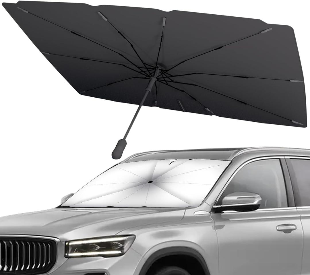SONOMO Car Windshield Sun Shade Umbrella, 57"L x33"W Front Window CoverUV Protection & Heat Insulation, 210T Foldable Sun Shield for Cars, Trucks, SUVs