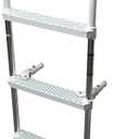 Marine Boat Aluminum White POLYETHYLENE Swim Boarding 4 Steps Ladder Hook 46X15