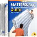 Plastic Mattress Bag for Moving Storage, Waterproof Mattress Cover, Mattress Protector for Moving Supplies - Queen Size (1.5MIL)