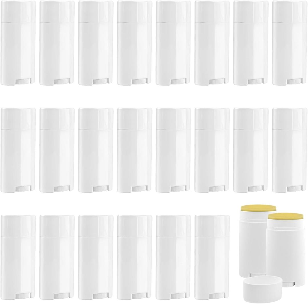 30 Pack 75ml/2.5oz Empty Deodorant Containers Refillable Deodorant Tubes White Oval Twist-Up Lip Balm Tubes for Homemade DIY Lipstick Crayon Lotion Chapstick