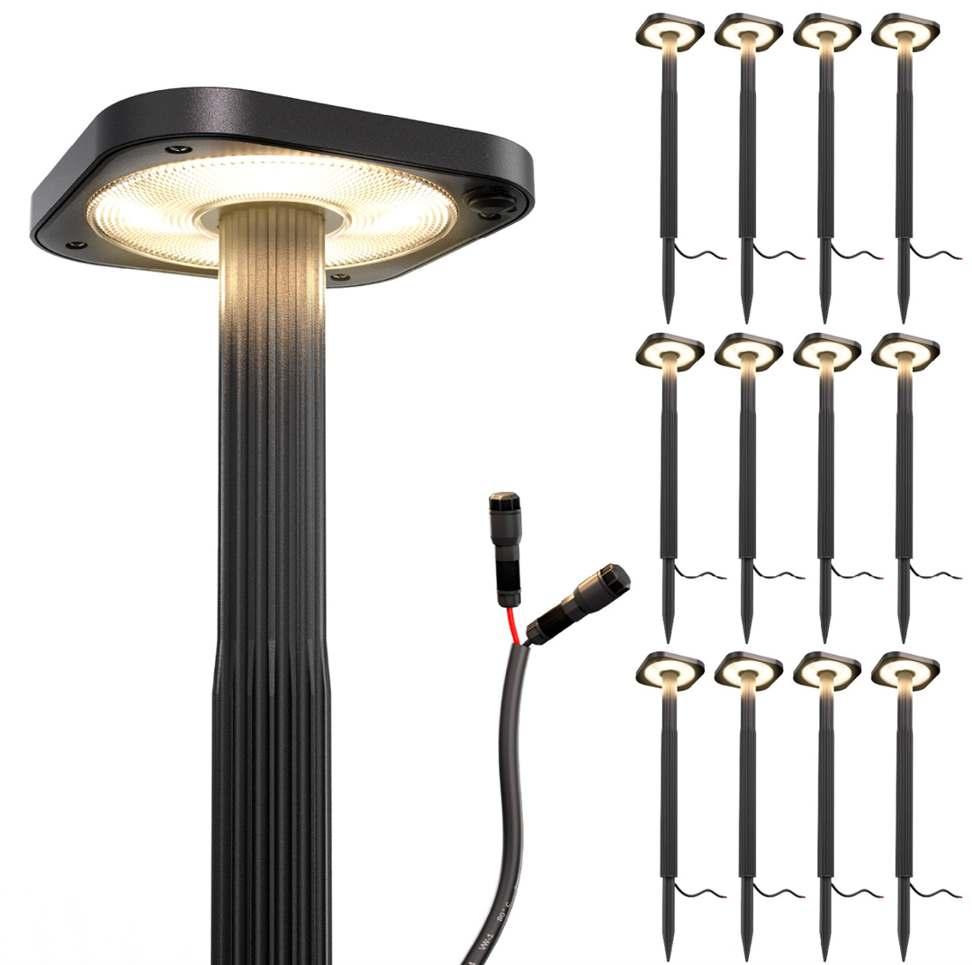 LED Pathway Light, Square, Low Voltage, Selectable CCT, 200 Lumens, 12ct