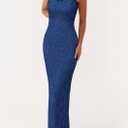 PRETTYGARDEN Summer Dresses for Women 2026 Lace Floral Bodycon Semi Formal Party Wedding Guest Boho Maxi Dress(Dark Blue,Medium) (Blue, M)