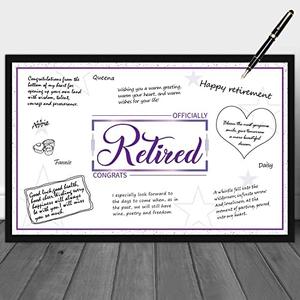WATINC Retirement Party Decorations Jumbo Guest Book, Purple Congrats Retired Guest Book, Large Message Card Farewell Goodbye Signature Poster Gift for Coworker Office Men Women Pack of 3