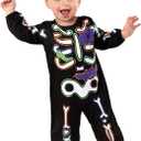 Morph Skeleton Costume Kids Toddler Skeleton Outfit for Boys Baby Boy Halloween Dress Up Party Fun (1-2 Years, Black)