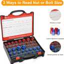 50 Pcs Nut and Bolt Thread Checker - 27 Standard & 23 Metric, Detachable Bolt Size Finder Tool, Screw and Nut Identifier Thread Gauge Especially for Tight Spaces