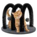 Sadnyy Large Cat Self Groomer with 3 Brushes, Kitty Arch Grooming Brush with Heavy Plush Base and 3 Plush Balls, Cat Facial Scratcher Massager for Indoor Outdoor Kitten Small Dog Pet(Gray)