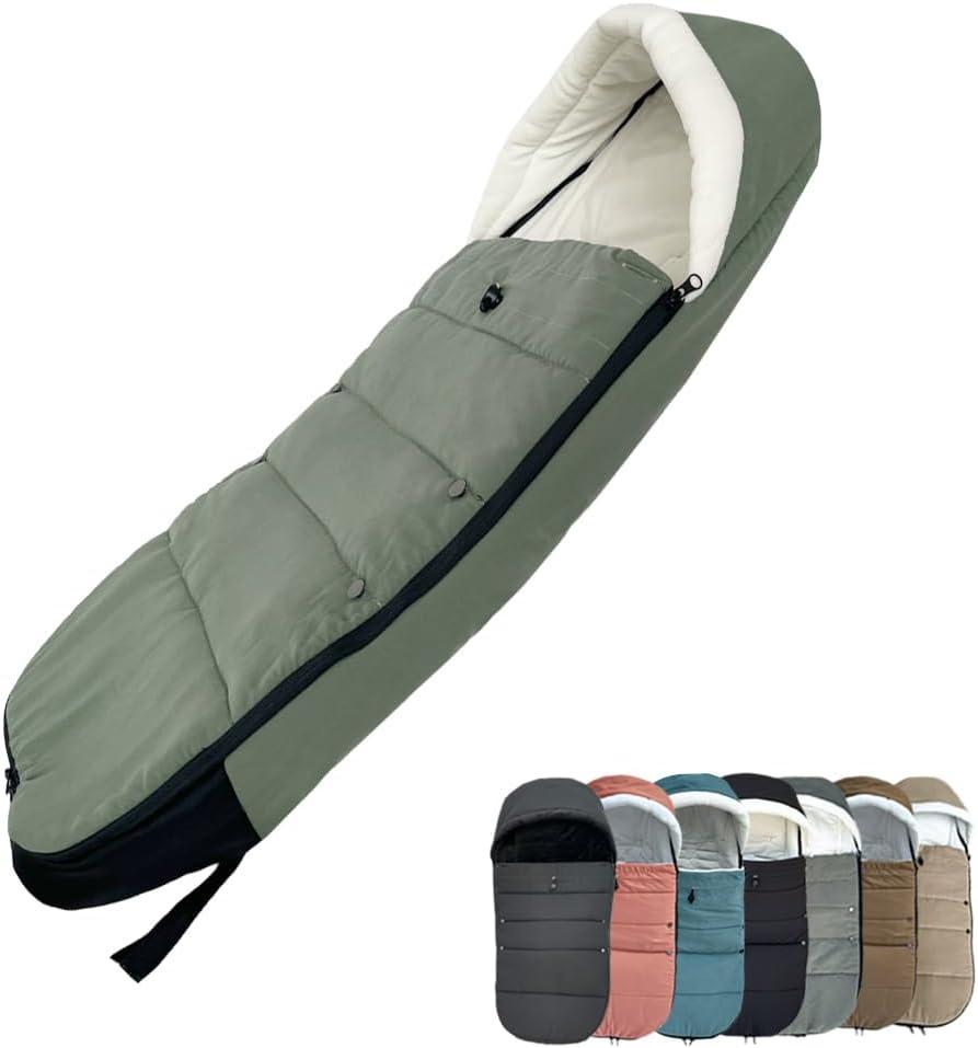 Universal Pushchair Footmuff for Babyzen YOYO/YOYO2 & Bugaboo, Waterproof Fabric Base, Easy-Clean, Warm Foot Cover for Strollers (Olive)
