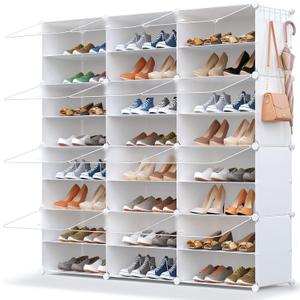 Shoe Storage,48 Pairs Shoe Rack Organizer for Closet Shoe Cabinet with Door Shoe Shelves for Closet,Entryway,Hallway,Bedroom (Frosted Door-White)