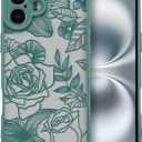 XIZYO for iPhone 16 Plus Case, Floral Rose Cute Phone Case for Women Girls Aesthetic Pattern Print Slim TPU Bumper Shockproof Protective Cover for iPhone 16 Plus 6.7 Inch, Deep Green